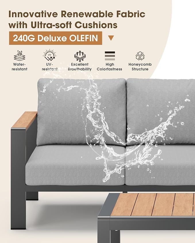 Aluminum Outdoor Patio Furniture Loveseat, All Weather Patio Conversation Sets - Image 4