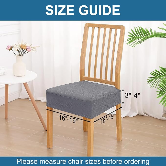Smiry Waterproof Seat Covers for Dining Room Chairs Set of 8, Stretch Jacquard - Image 2