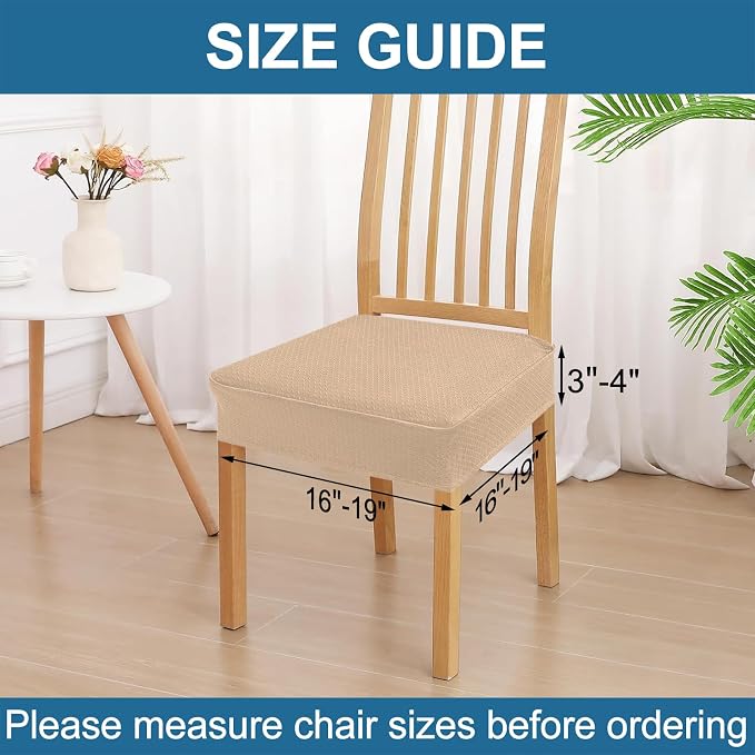 Smiry Waterproof Seat Covers for Dining Room Chairs Set of 6, Stretch Jacquard - Image 2