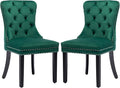 KCC Velvet Dining Chairs Set of 2, Upholstered High-end Tufted Dining Room Chair by KCC