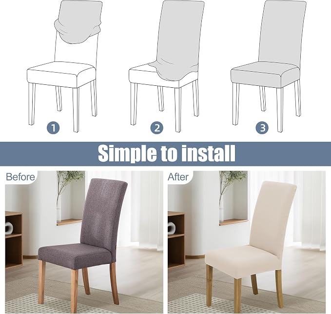 BIETYONE Stretch Dining Chair Covers Set of 4, Soft Removable Washable Kitchen - Image 4