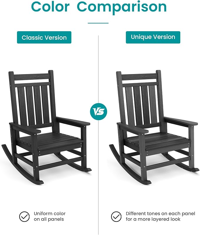 SERWALL Outdoor Rocking Chair Set of 4, HDPE Rocking Chair - Image 9