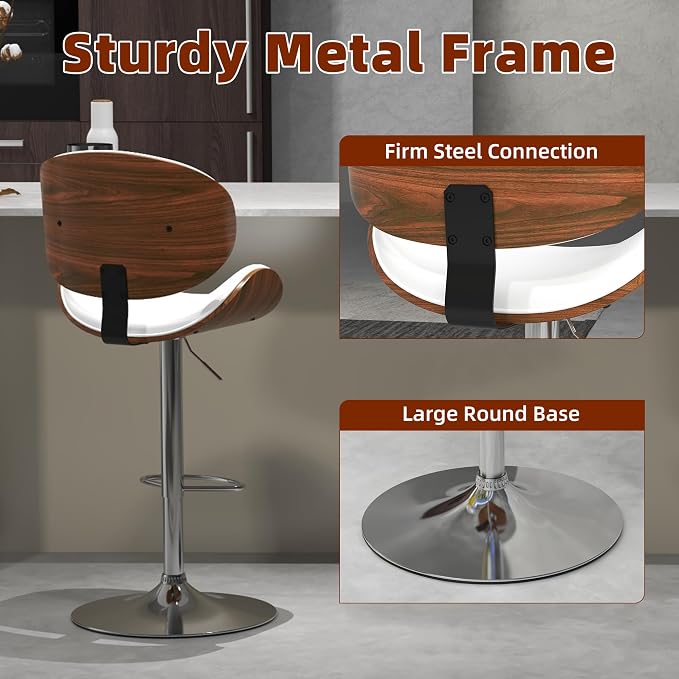 civama Bar Stools Set of 2 for Kitchen Counter, Adjustable Bar Height Chairs - Image 7