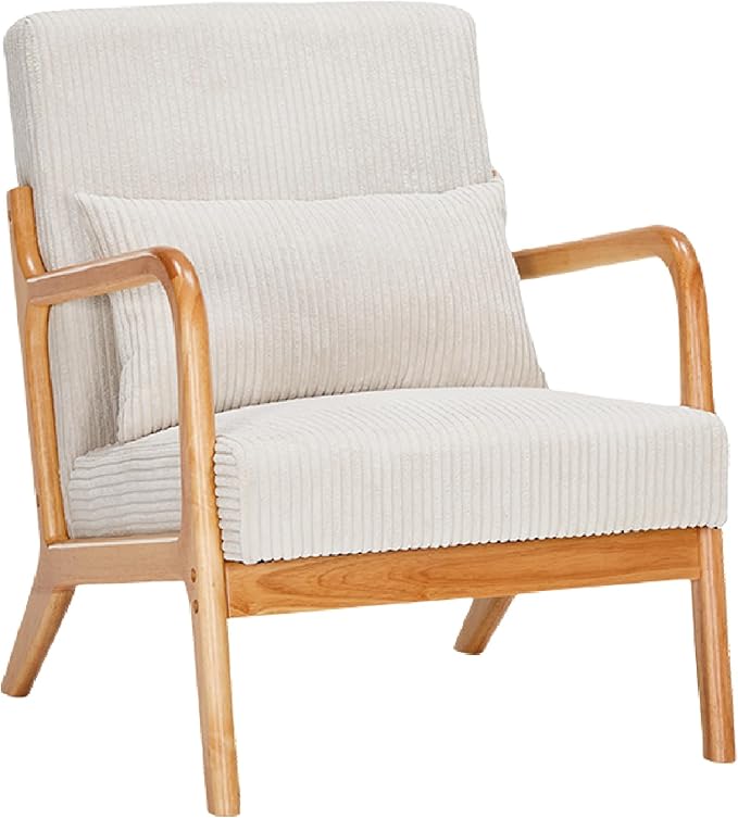 Mid Century Modern Accent Chair, Upholstered Corduroy Armchair - Image 4