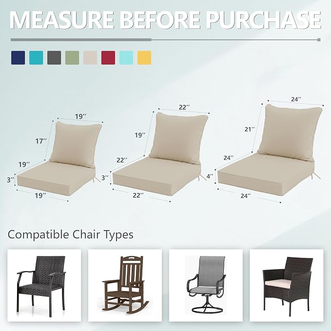 19x19 Inch Patio Chair Cushion - Image 7