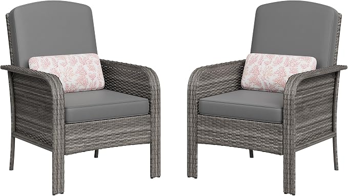 Garvee Outdoor Wicker Chairs, 2 Pieces Patio Furniture Set, All Weather High by Garvee