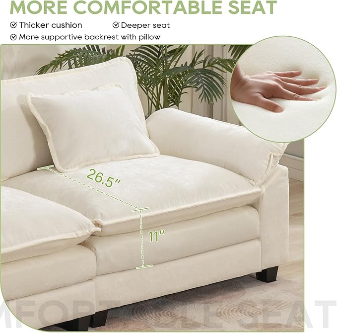 Oprisen 86" Modular Sectional Sofa, Comfy Cloud Couch Sectional Sofa - Image 4
