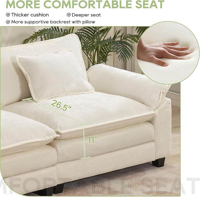 Oprisen Modular Sectional Sofa, Comfy Cloud Couch Sectional Sofa, Chenille Sofa - Image 4