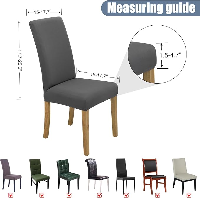 BIETYONE Stretch Dining Chair Covers Set of 8, Soft Removable Washable Kitchen - Image 5