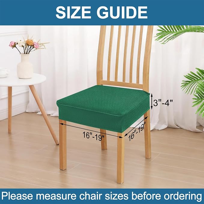 Smiry Waterproof Seat Covers for Dining Room Chairs Set of 2, Stretch Jacquard - Image 2