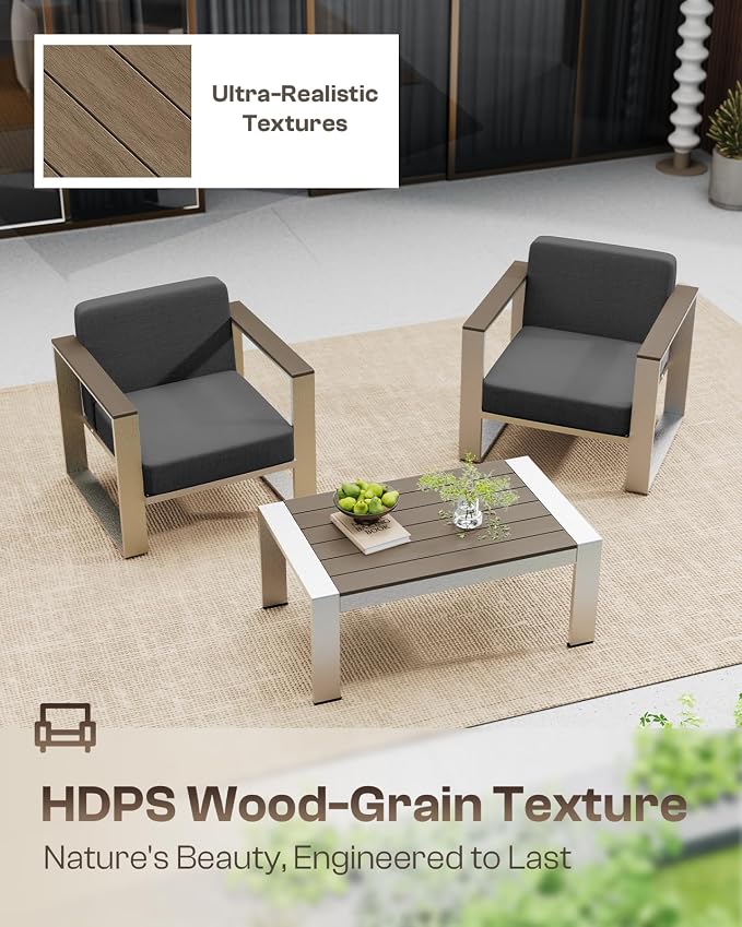 Aluminum Outdoor Furniture Set, 4 Seats Outdoor Patio Conversation Sets - Image 4