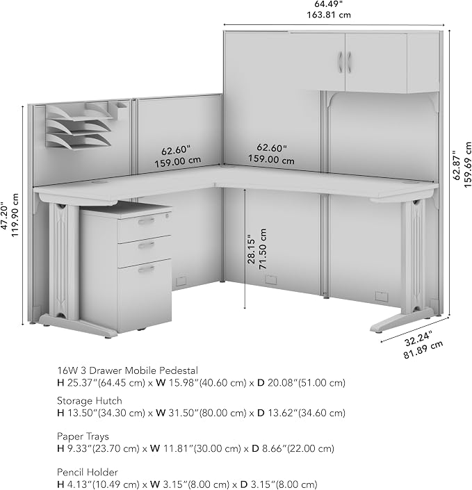 Bush Business Furniture 65-inch L Shaped Cubicle Desk - Image 3