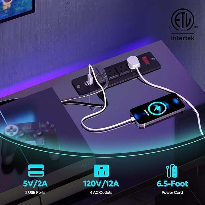Bestier LED TV Stand for 55/60/65 Inch TV, Modern Gaming TV Console - Image 3