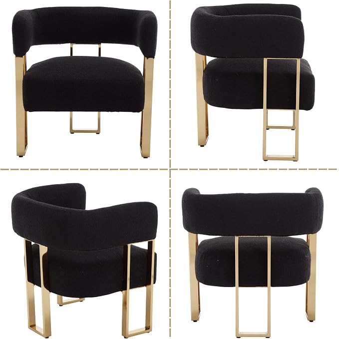Modern Boucle Barrel Living Room Chairs Set of 2, Sherpa Upholstered Accent - Image 8