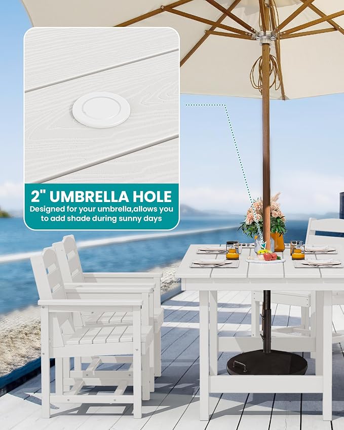 SERWALL Outdoor Dining Set for 6, HDPE Dining Furniture Set - Image 2