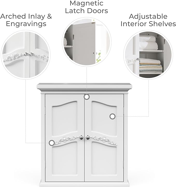 Teamson Home Versailles 22" x 24" Bathroom Wall Cabinet - Image 3