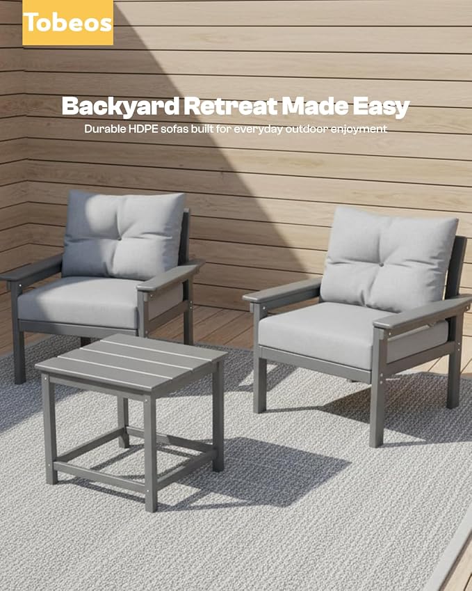 HDPE 10 Piece Outdoor Patio Furniture Set, All-Weather Outdoor Couch Set - Image 3