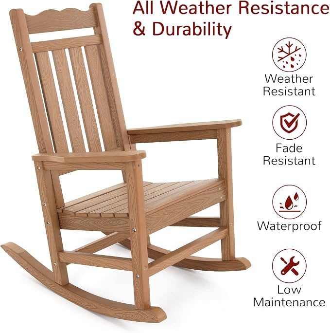 Stoog Patio Rocking Chairs Set of 2, All-Weather Outdoor & Indoor Porch Rocker - Image 4