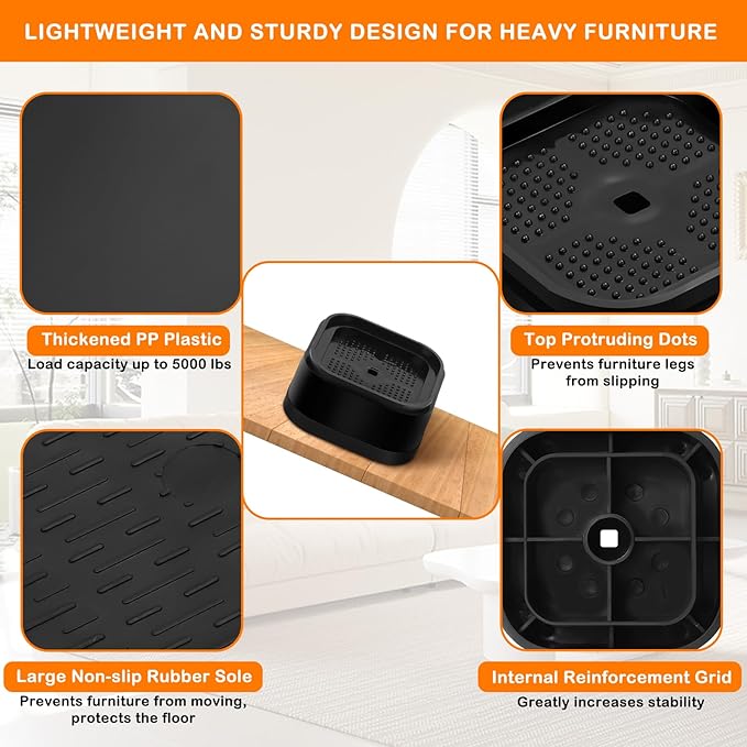 shouwuhho 16 Pack Furniture Risers Adjustable Bed Risers Heavy Duty Lifts - Image 5