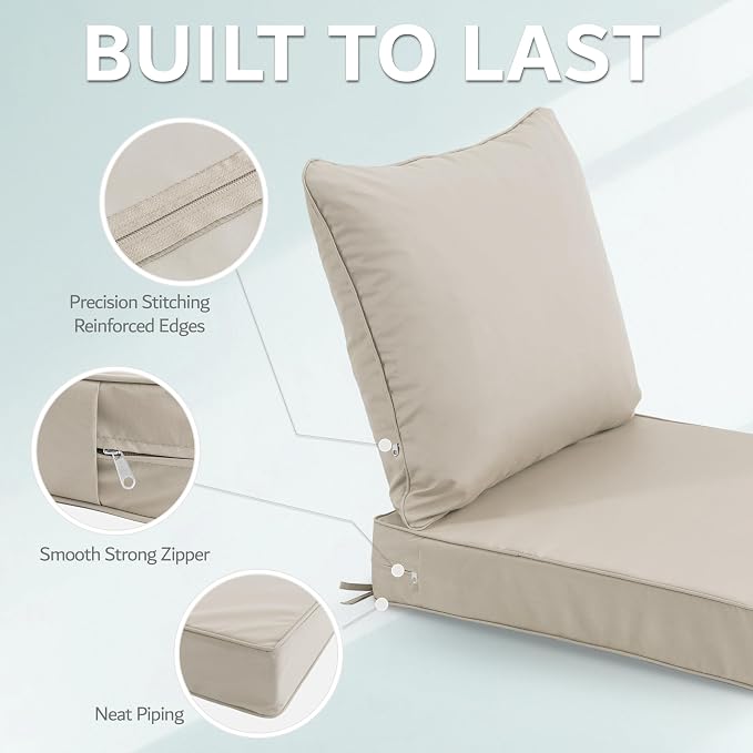 24x24 Inch Outdoor Chair Cushions Set of 2, Patio Furniture Cushions - Image 6