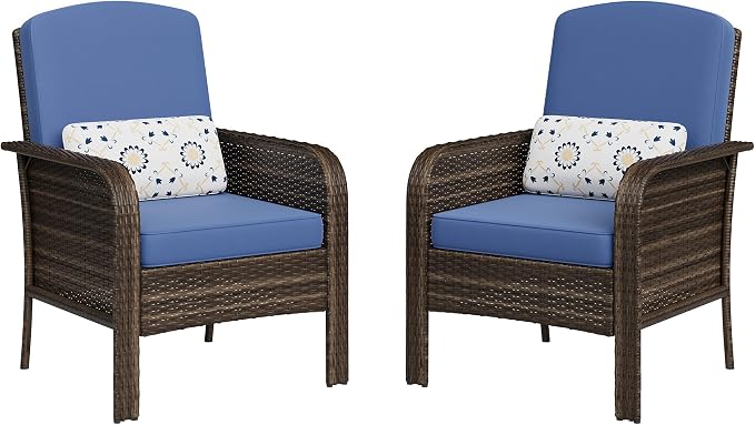 Garvee Outdoor Wicker Chairs, 2 Pieces Patio Furniture Set, All Weather High by Garvee