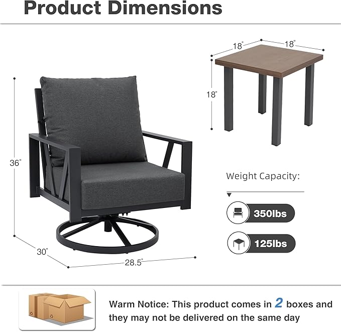 Outdoor Patio Swivel Rocking Chairs Set, Patio Porch Furniture - Image 2