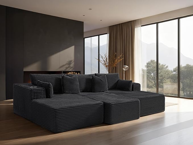 108" Cloud Sectional Couch, Comfort Sleep Sofa by VYUXWO