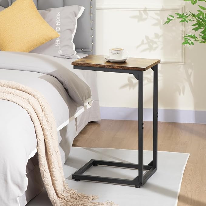 AMHANCIBLE C Shaped End Table, Slide Under Couch Table - Image 2