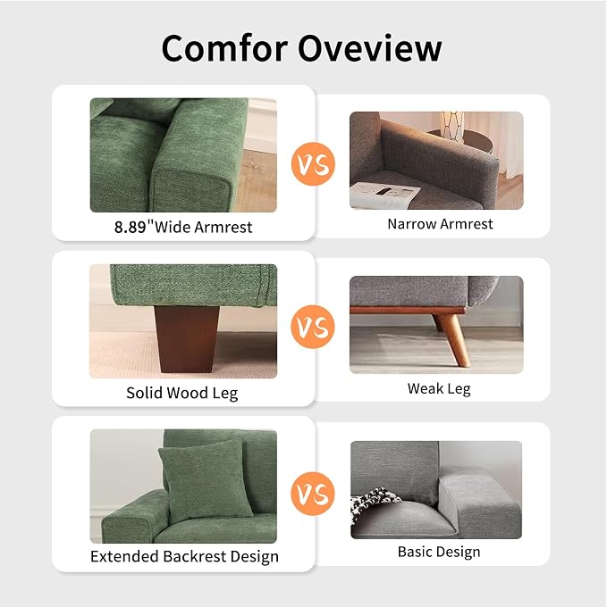 DOPEDIO Modern Loveseat Sofa for Living Room, Chenille Recliner, Removable Cover - Image 3