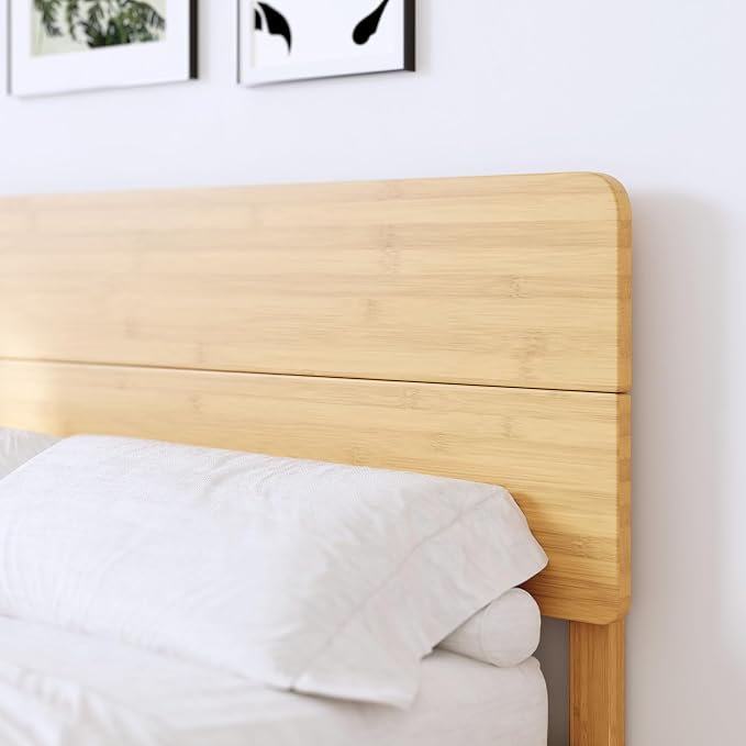 BOSRII 12in High Solid Bamboo Wood Platform Twin XL Bed Frame - Image 3