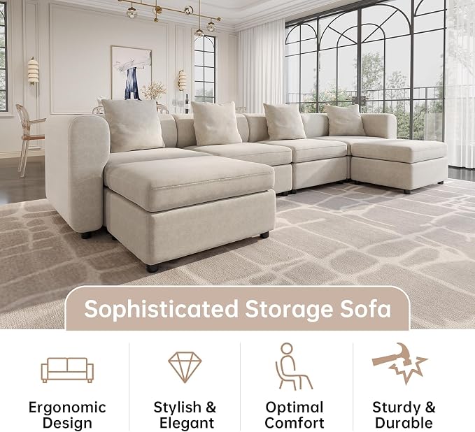 Guyii Velvet Sectional Sofa, Oversized 4-Seater L-Shaped Convertible Couch - Image 6