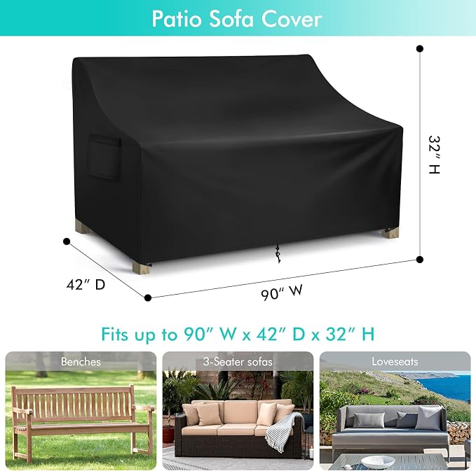 WLEAFJ Patio Sofa Cover Waterproof, 3-Seater Outdoor Sofa Cover, Heavy Duty - Image 2
