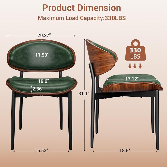 YaFiti Dining Chairs Set of 8, Dining Room and Kitchen Chairs, Mid Century - Image 2