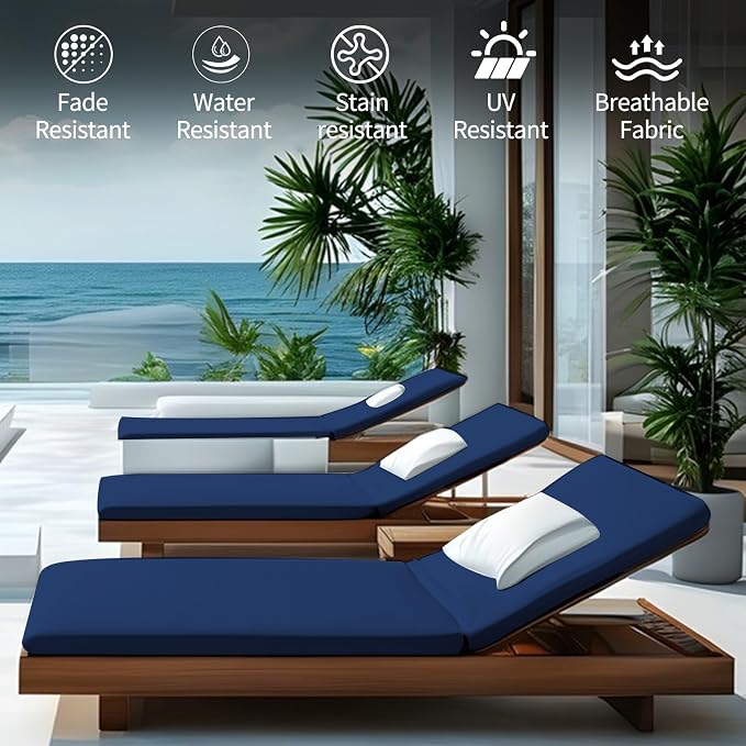 Outdoor Chaise Lounge Cushions for Patio, Lounge Chair Cushions, Waterproof - Image 6