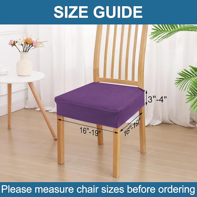 Smiry Waterproof Seat Covers for Dining Room Chairs Set of 2, Stretch Jacquard - Image 3