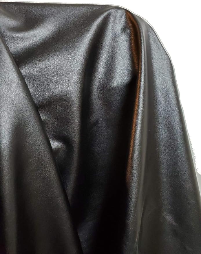NAT Leathers™ | Black Think Stretch Garment Super Soft Faux Vegan Leather PU | by NATLeathers