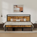King Metal Bed Frame with Wooden Headboard and Footboard, Heavy Duty Platform by Z-HOM