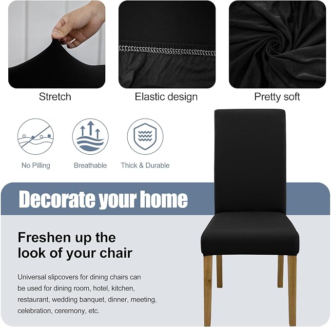 BIETYONE Stretch Dining Chair Covers Set of 6, Soft Removable Washable Kitchen - Image 3