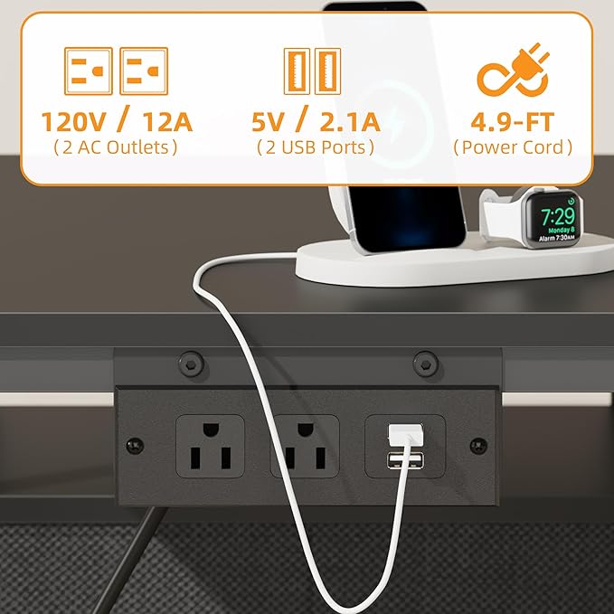 YAOHUOO Printer Stand with Power Outlet/Fabric Drawers, Printer Cabinet with - Image 4