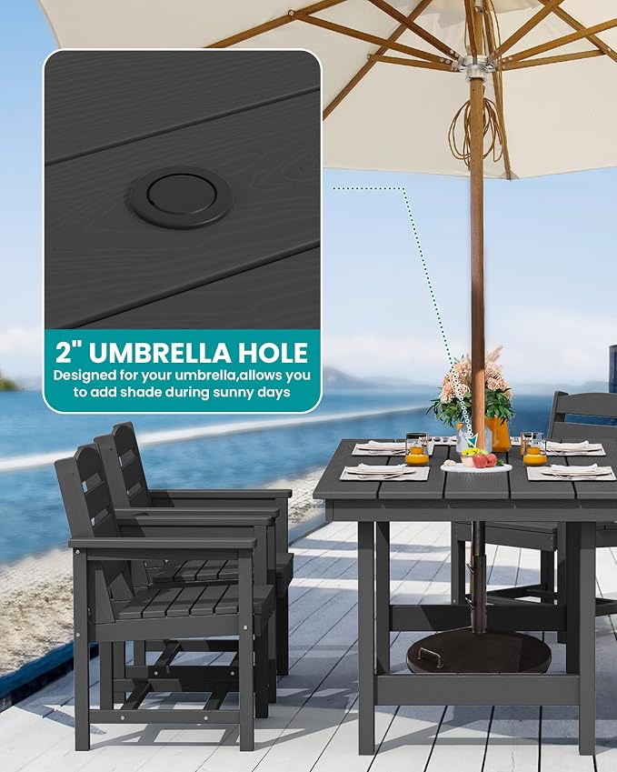 SERWALL Patio Dining Table Sets 5-Piece, Outdoor HDPE Dining Furniture Set - Image 3