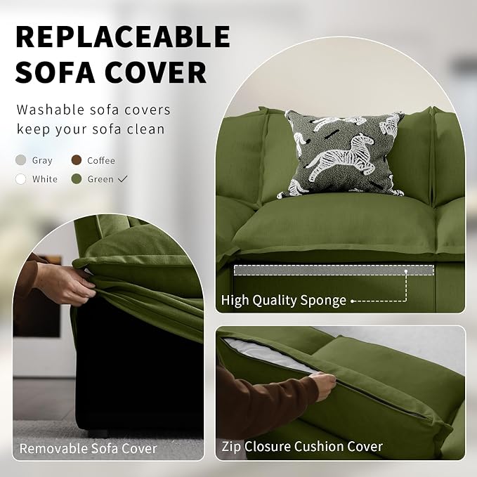 5 Seat V Shape Modular Sectional Couch Sofa - Image 5