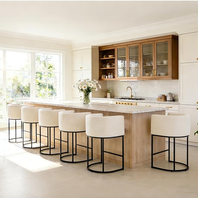 ClinQ 26" H Counter Height Bar Stools Set of 4, Modern Barrel Counter Stools - Image 7