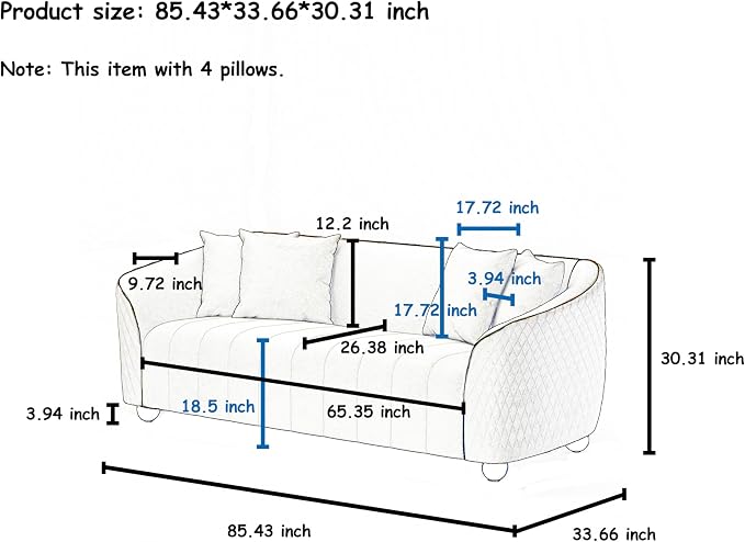 2-Piece Luxury Velvet Sofa Set for Living Room, Elegant Design Couch Set - Image 2