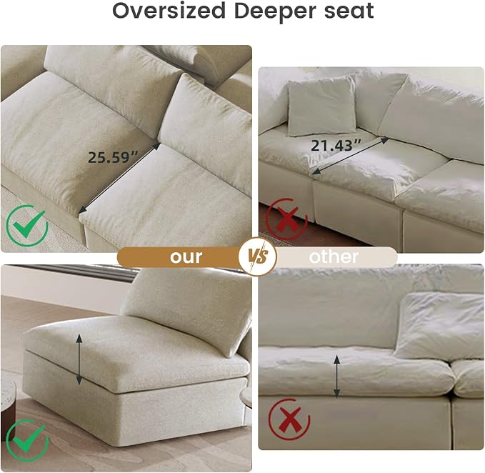 160.6" Cloud Couch Modular Sectional Sofa - Image 5