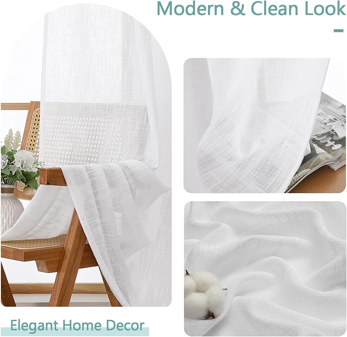Chyhomenyc Semi Sheer Curtains 84 Inches Long 2 Panels Set, Light Filtering - Image 8