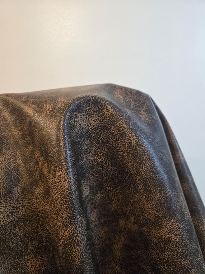 Brown Vintage Distressed Soft Faux Leather Fabric PU Peta Approved Vegan - Image 8