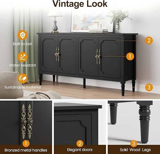RoyalCraft Buffet Cabinet with Storage, Mid Century Modern Painted Credenza - Image 6