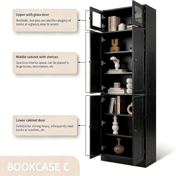TUSY 85.5" Modern Tall Bookcase - Image 4