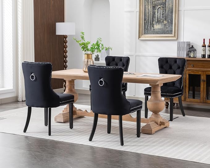 KCC Velvet Dining Chairs Set of 2, Upholstered High-end Tufted Dining Room Chair - Image 8
