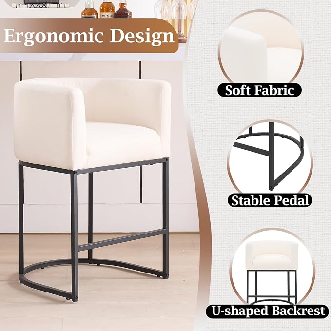 ClinQ 26" H Counter Height Bar Stools Set of 6, Modern Barrel Counter Stools - Image 3
